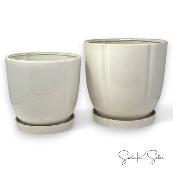 11.25" Stoneware Indoor/Outdoor Planter Pot Saucer Cream‎ Hearth & Hand Magnolia - Picture 7 of 7
